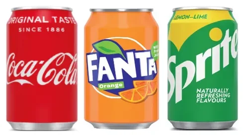 Latas de Coca-Cola, Fanta y Sprite